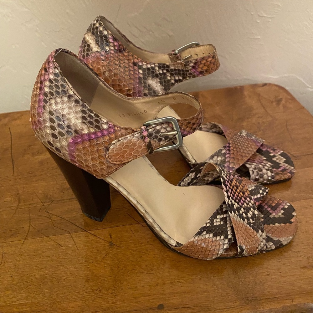 Cole Haan Womens Multicolor Genuine Python Sandal Heels Sz 6.5 B Made In Italy